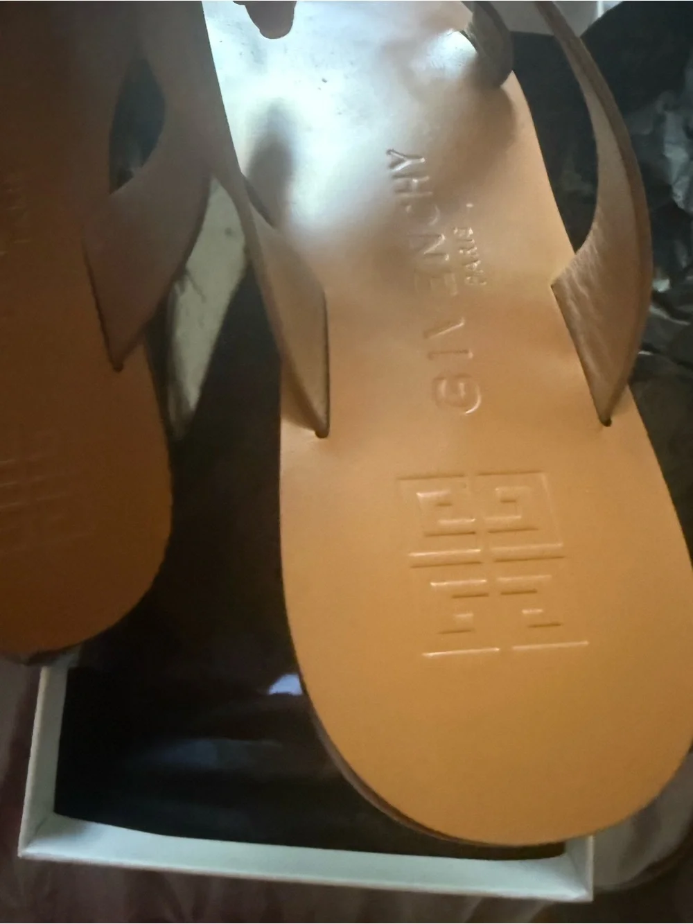 Givenchy Brown Leather Cross-Strap Slide Sandals